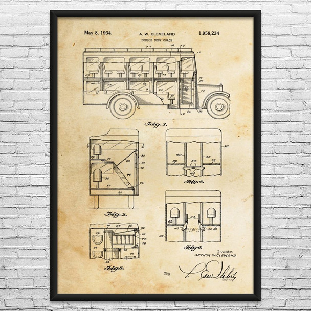 Double Deck Coach Patent Wall Art
