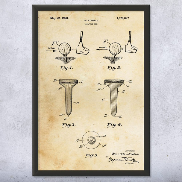 Golf Tee Patent Wall Art
