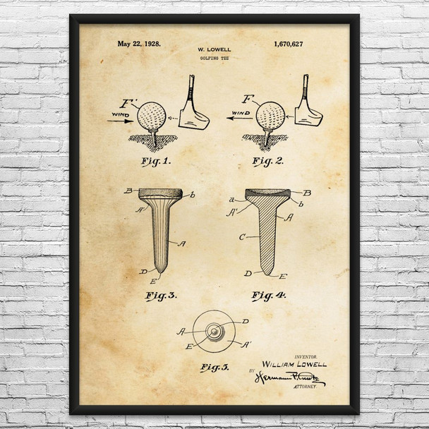 Golf Tee Patent Wall Art