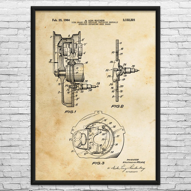 Disk Brake Patent Wall Art