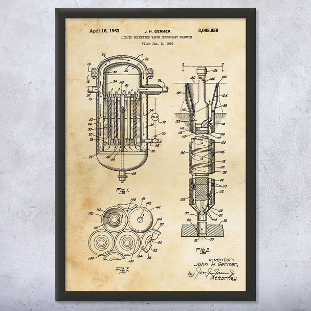 Liquid Moderated Nuclear Reactor Patent Wall Art
