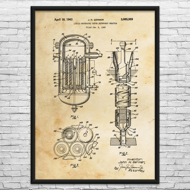 Liquid Moderated Nuclear Reactor Patent Wall Art