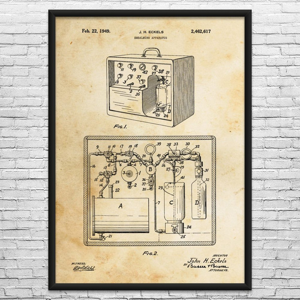 Embalming Machine Patent Wall Art