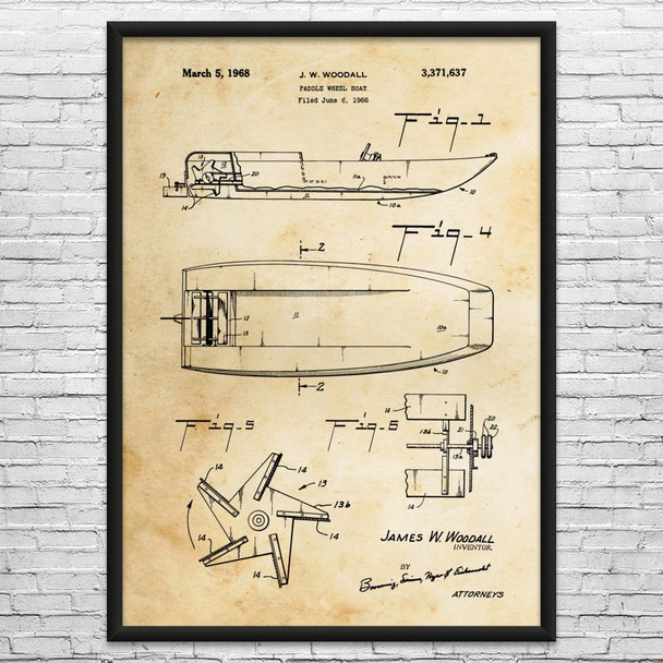 Paddle Boat Patent Wall Art