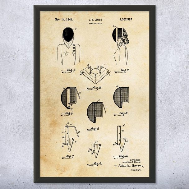 Fencing Mask Patent Wall Art