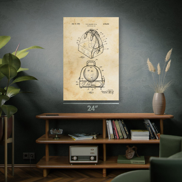 Bowling Ball Bag Patent Wall Art