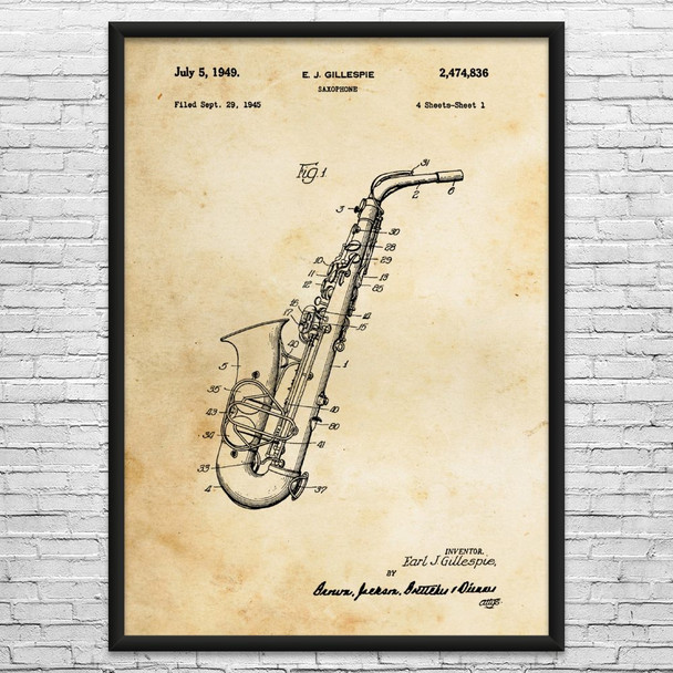 Saxophone Patent Wall Art