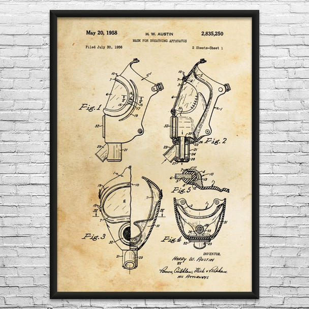 Gas Mask Patent Wall Art