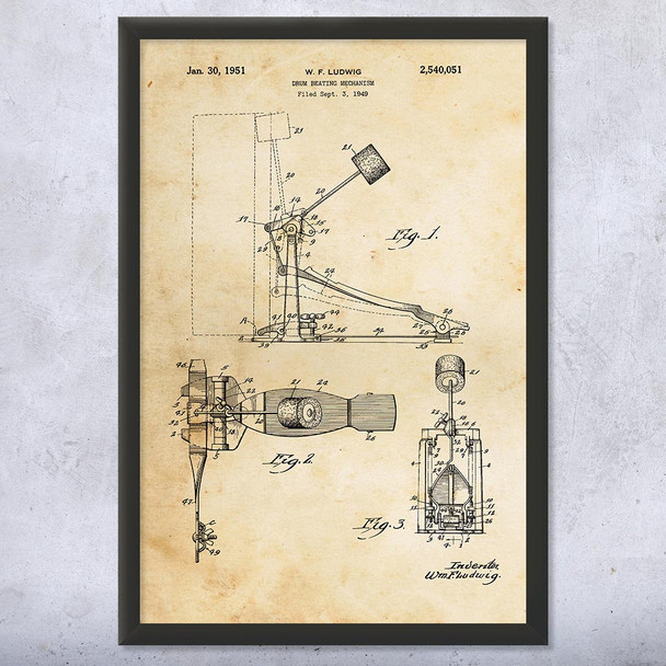 Bass Drum Pedal Patent Wall Art