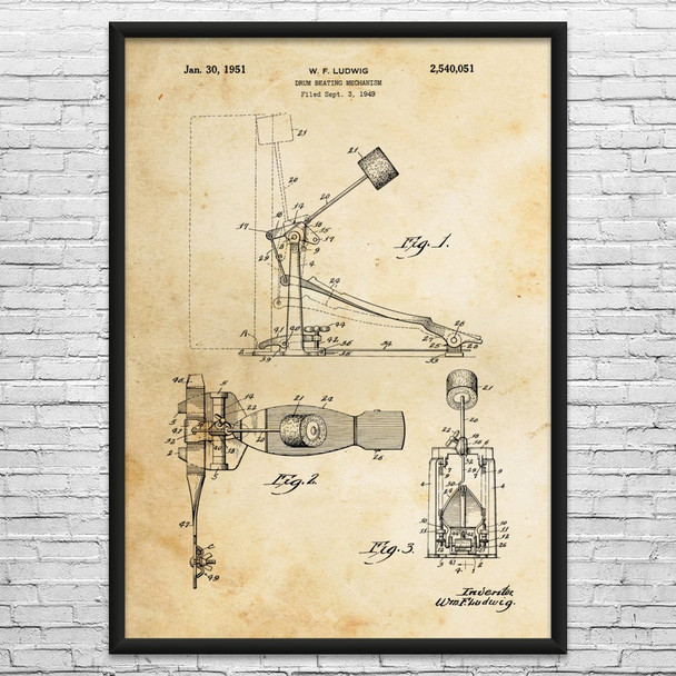 Bass Drum Pedal Patent Wall Art