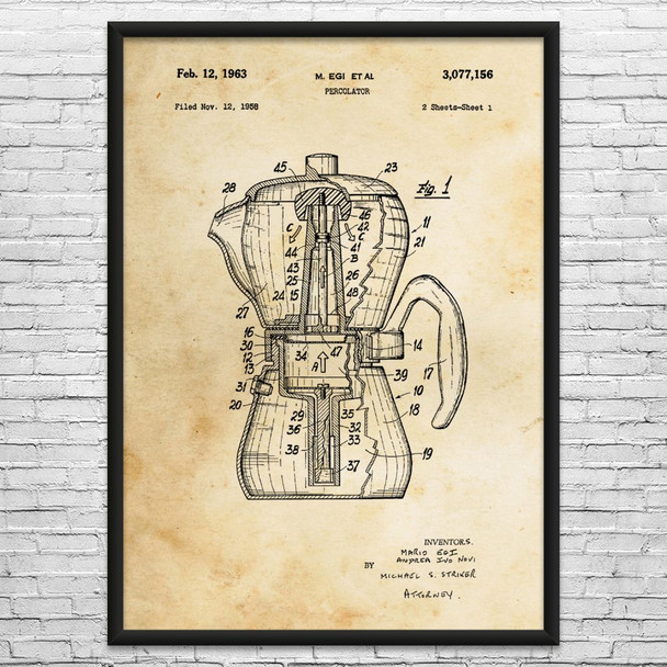 Coffee Percolator Patent Wall Art