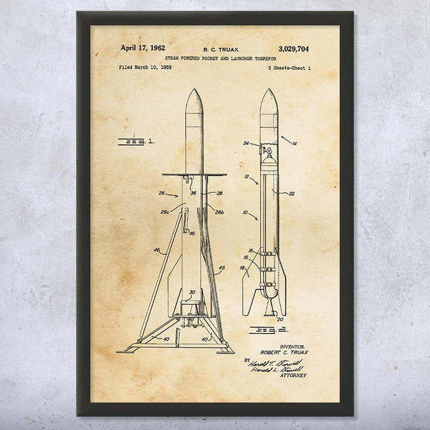 Steam Rocket Patent Wall Art