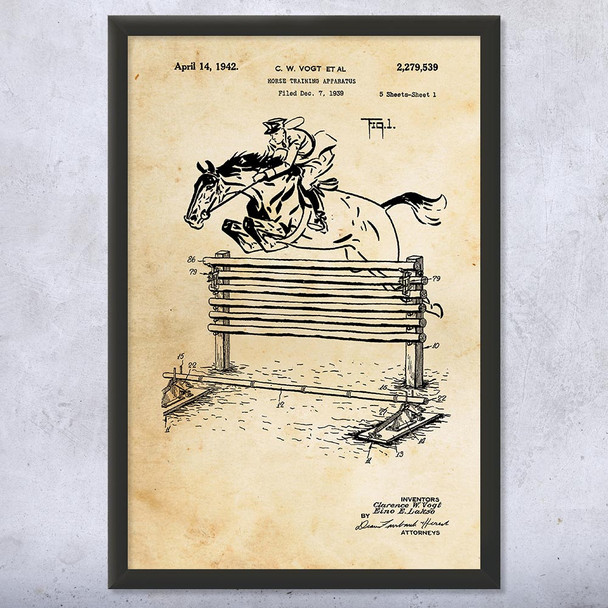 Horse Jumping Fence Patent Wall Art