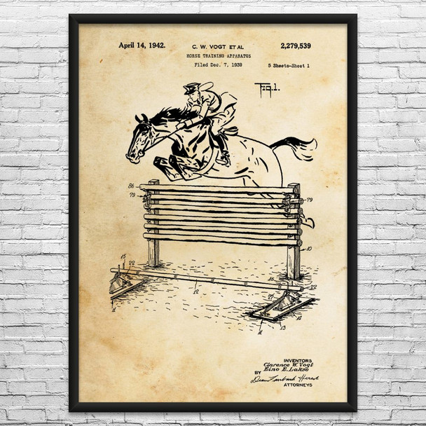 Horse Jumping Fence Patent Wall Art