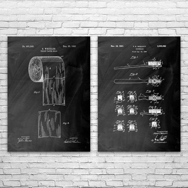 Bathroom Patent Wall Art Set of 2