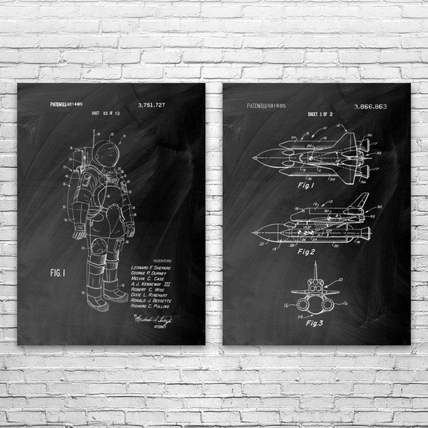NASA Space Patent Wall Art Set of 2