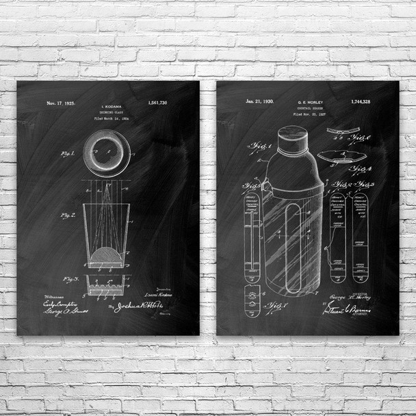 Bar Patent Wall Art Set of 2