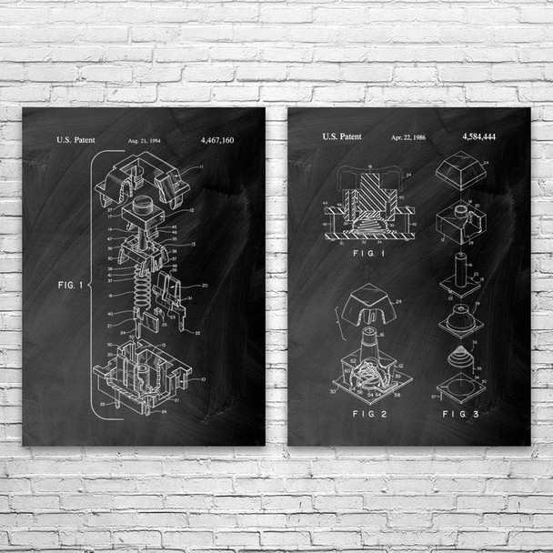 Mechanical Keyboard Patent Wall Art Set of 2