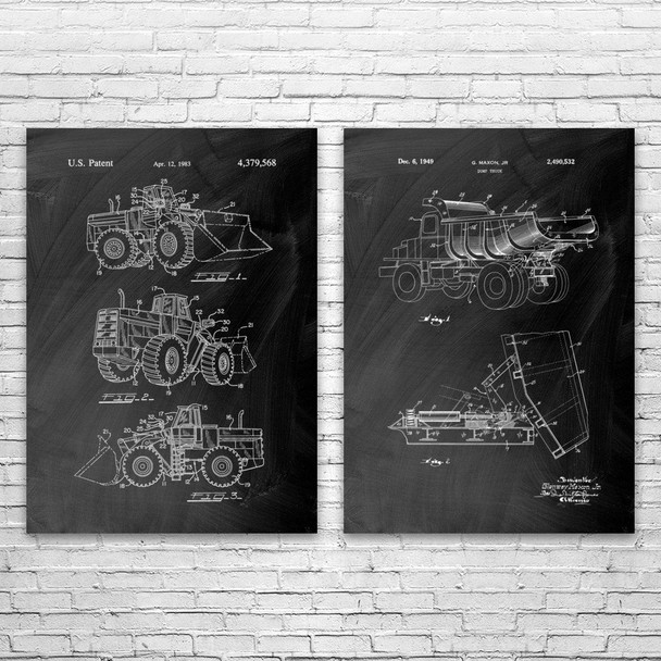 Heavy Machinery Patent Wall Art Set of 2
