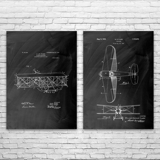 Early Flight Patent Wall Art Set of 2
