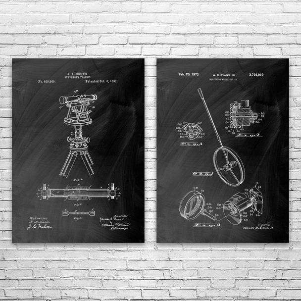 Surveying Patent Wall Art Set of 2