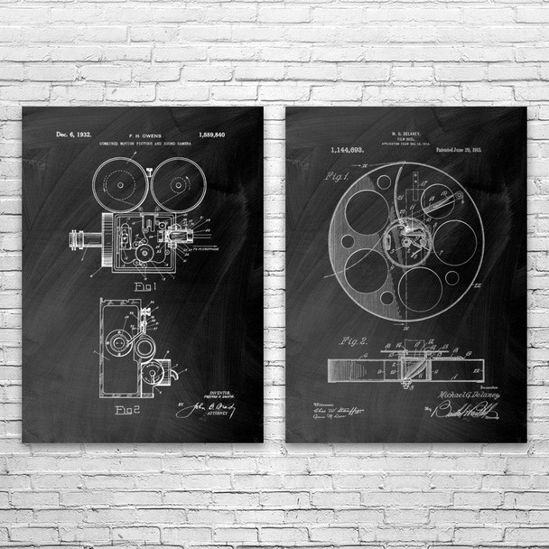 Movie Camera Patent Wall Art Set of 2