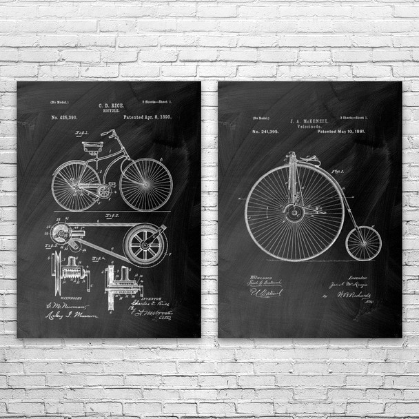 Bicycle Patent Wall Art Set of 2
