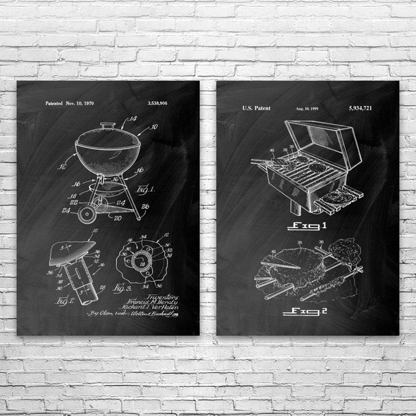 Barbecue BBQ Patent Wall Art Set of 2