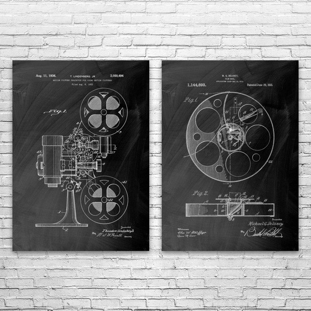 Movie Theater Patent Wall Art Set of 2 Movie Theater Patent Wall Art Set of 2