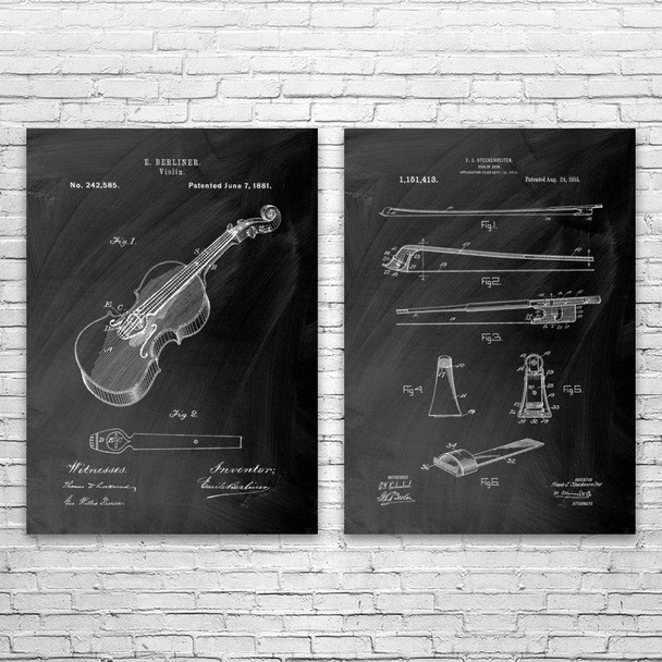 Violin Patent Wall Art Set of 2