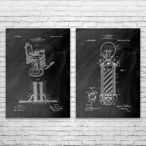 Barber Shop Patent Wall Art Set of 2