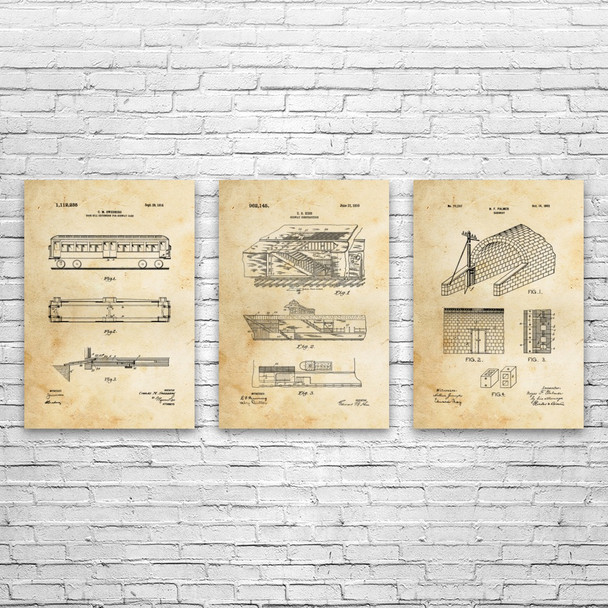 Subway Patent Wall Art Set of 3