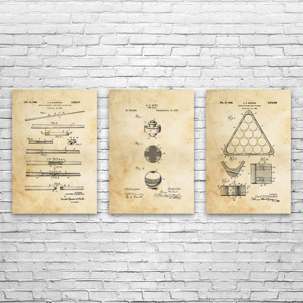 Pool Patent Wall Art Set of 3