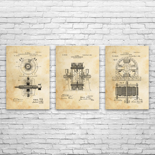 Nikola Tesla Inventions Patent Wall Art Set of 3 Nikola Tesla Inventions Patent Wall Art Set of 3