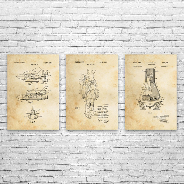 NASA Space Patent Wall Art Set of 3