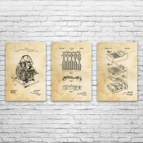Calculator Patent Wall Art Set of 3