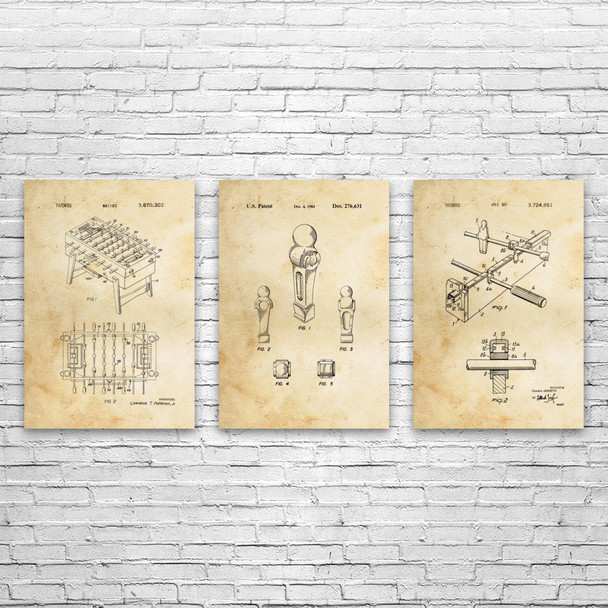 Foosball Patent Wall Art Set of 3