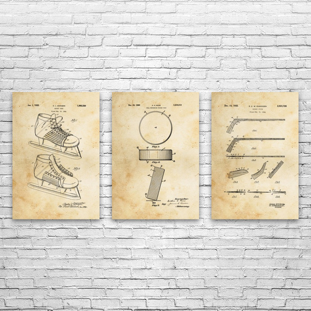 Hockey Patent Wall Art Set of 3