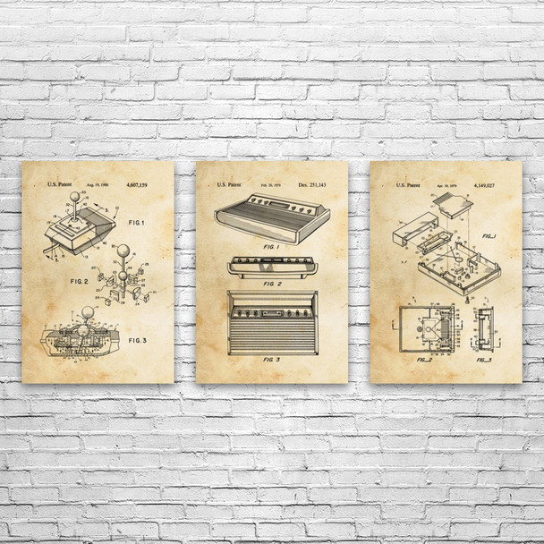 Retro Game Console Patent Wall Art Set of 3