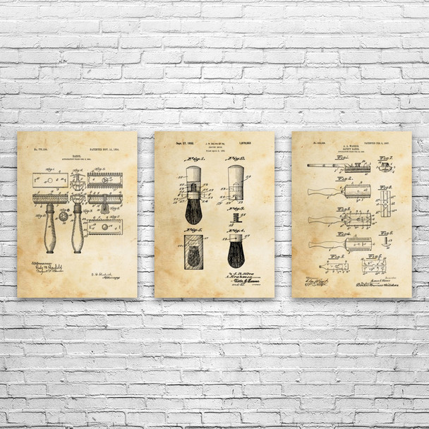 Shaving Patent Wall Art Set of 3