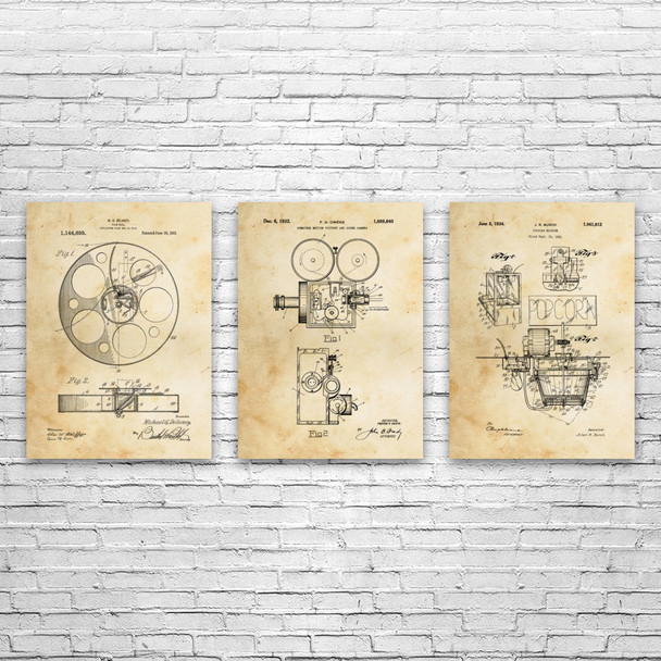 Movie Theater Patent Wall Art Set of 3