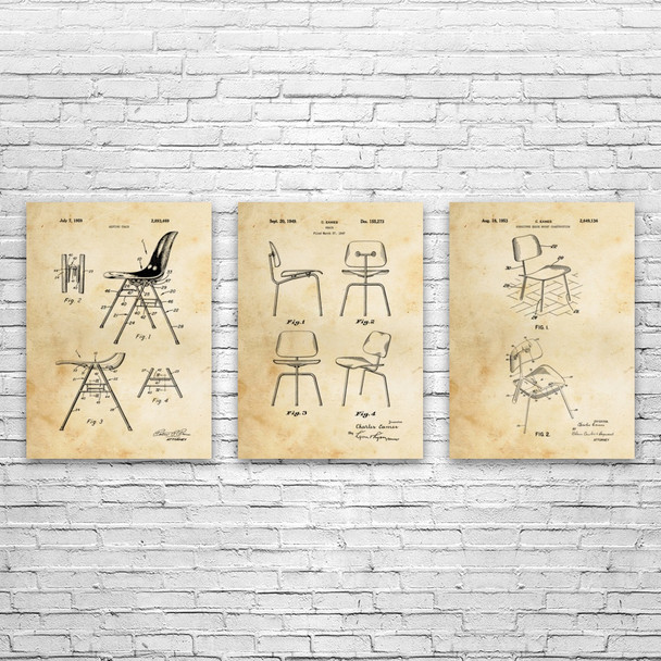 Chair Patent Wall Art Set of 3