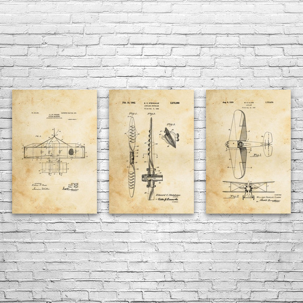 Early Flight Patent Wall Art Set of 3