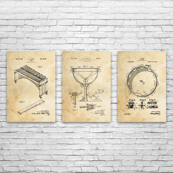 Percussion Patent Wall Art Set of 3