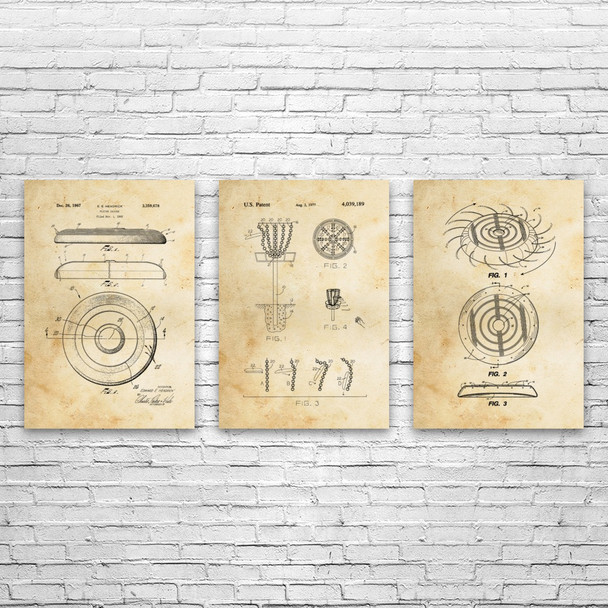 Disc Golf Patent Wall Art Set of 3