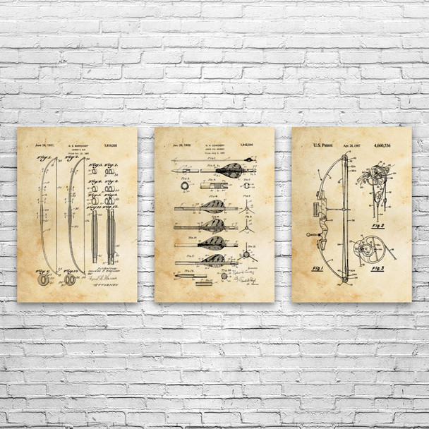 Archery Patent Wall Art Set of 3 Archery Patent Wall Art Set of 3