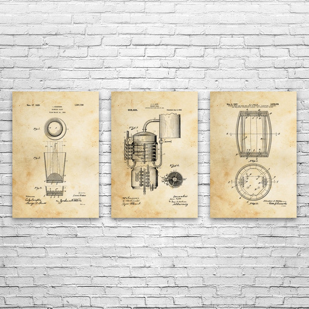 Bar Patent Wall Art Set of 3