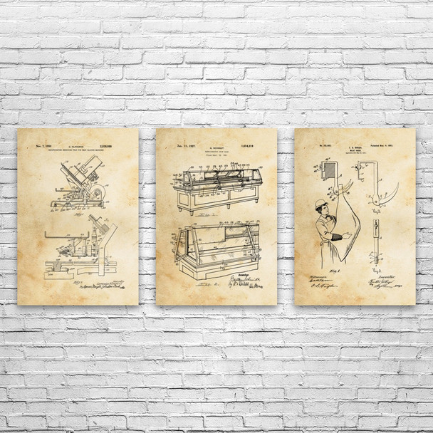 Butcher Patent Wall Art Set of 3