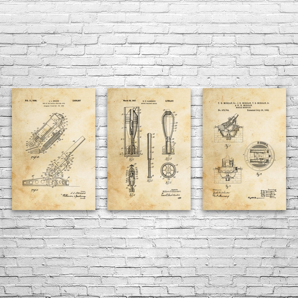 Artillery Patent Wall Art Set of 3 Artillery Patent Wall Art Set of 3