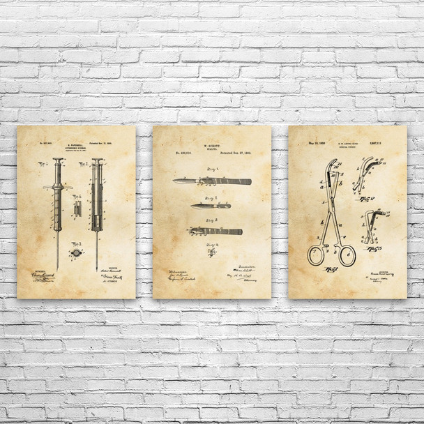 Surgery Patent Wall Art Set of 3